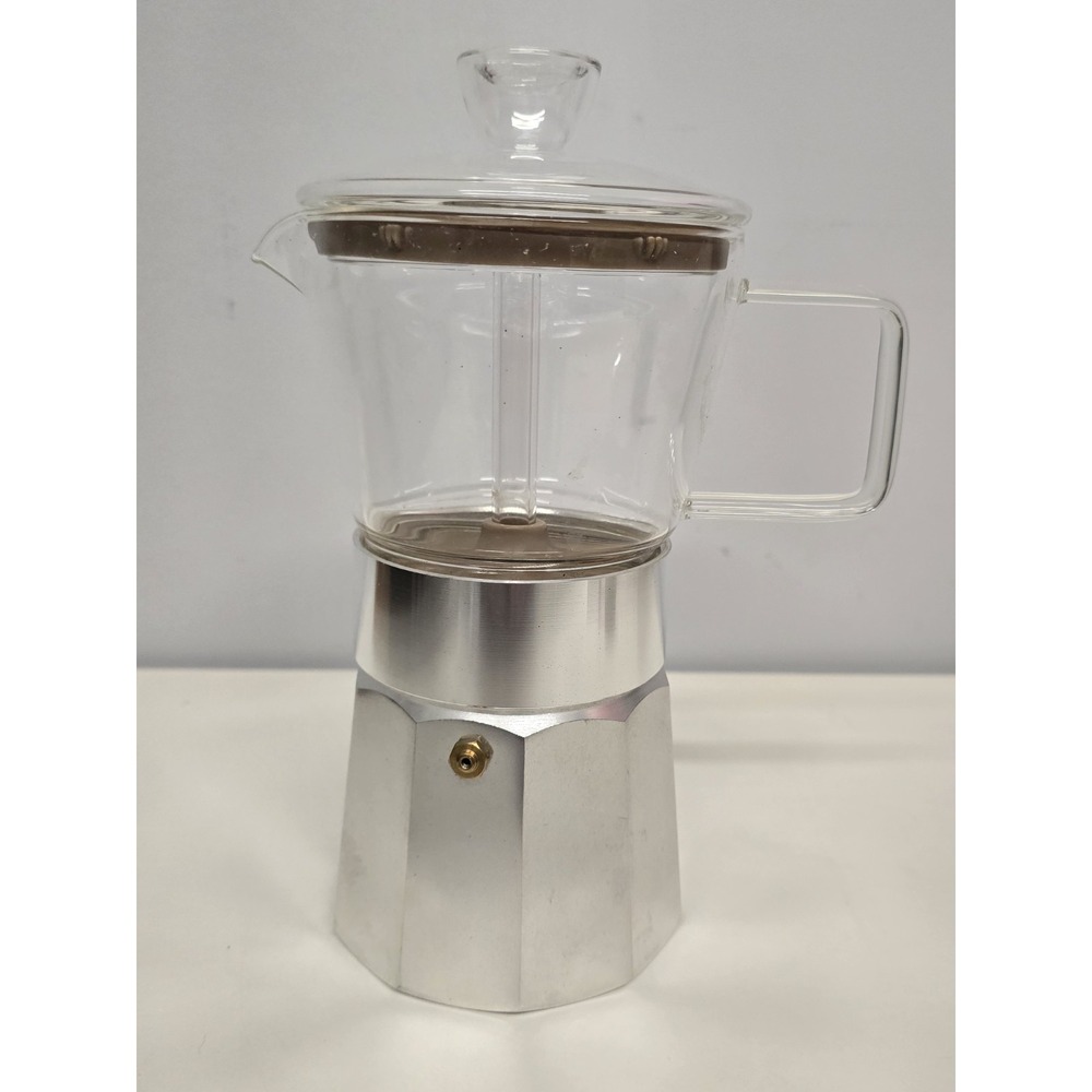 Geesta Crystal Glass-Top Stovetop Expresso Moka Pot 9 cups